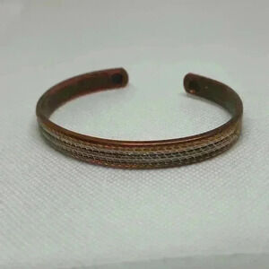 24K Gold Electroplated Bangle White Yellow Bracelet Cuff Magnetic Silver Tone